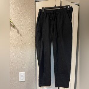 J-crew black Linen-cotton blend drawstring pant